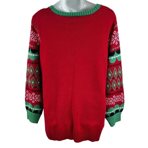 33 Degrees 3XL Merry Bright Ugly Christmas Sweater Cat Boots Embellished Holiday - Picture 2 of 13